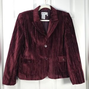Vtg Lana Lee Burgundy Crushed Velvet Blazer L Bohemian Romance